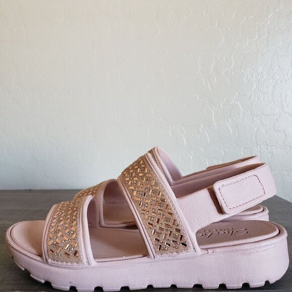 Skechers Foamies Footsteps Glam Party Rhinestone Sandals Blush Pink Sz Womens 8 - Picture 3 of 11
